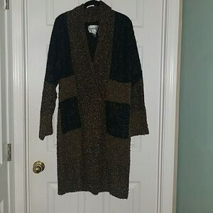 Chico's long wool blend  sweater jacket coat w/pockets Sz O (s/4)